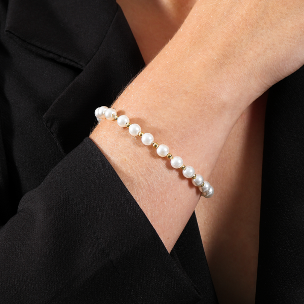 Pulseira Dourada de Pérolas e Bolinhas - Imagem 2