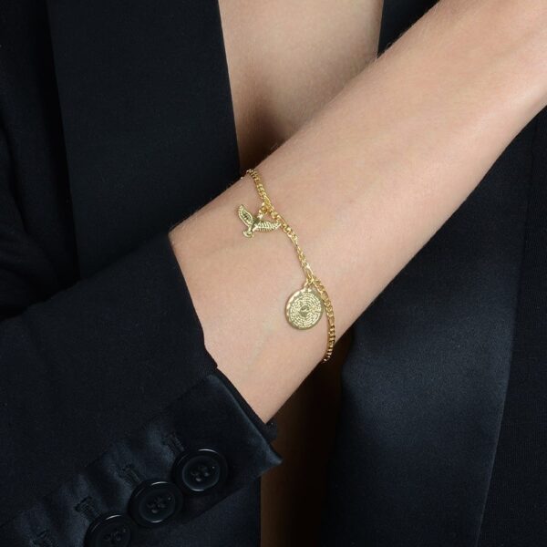 Pulseira Dourada Religiosa Pai Nosso e Espírito Santo - Imagem 2