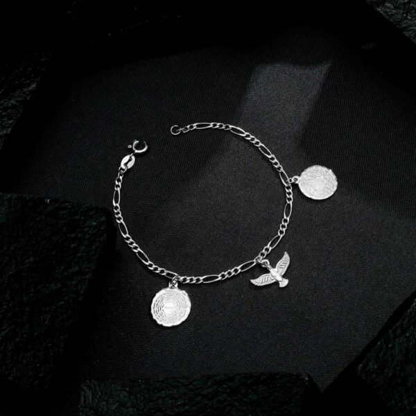 Pulseira Prateada Religiosa Pai Nosso e Espírito Santo - Imagem 3