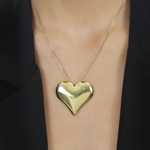 Colar Dourado de Coração Liso - Imagem 2