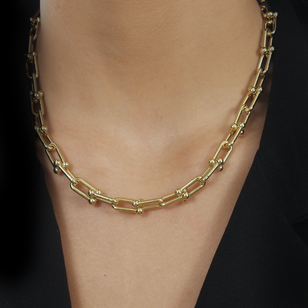 Colar Dourado Chocker Corrente Elos Largos - Imagem 2
