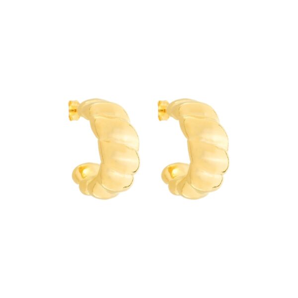 Brinco Dourado de Meia Argola Orgânico Arredondado